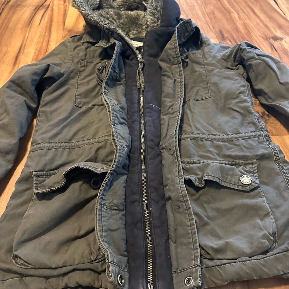 OBEY Propaganda Womens Small Y2K Hooded Faux Fur Lined Utility Parka Jacket - Picture 6 of 12